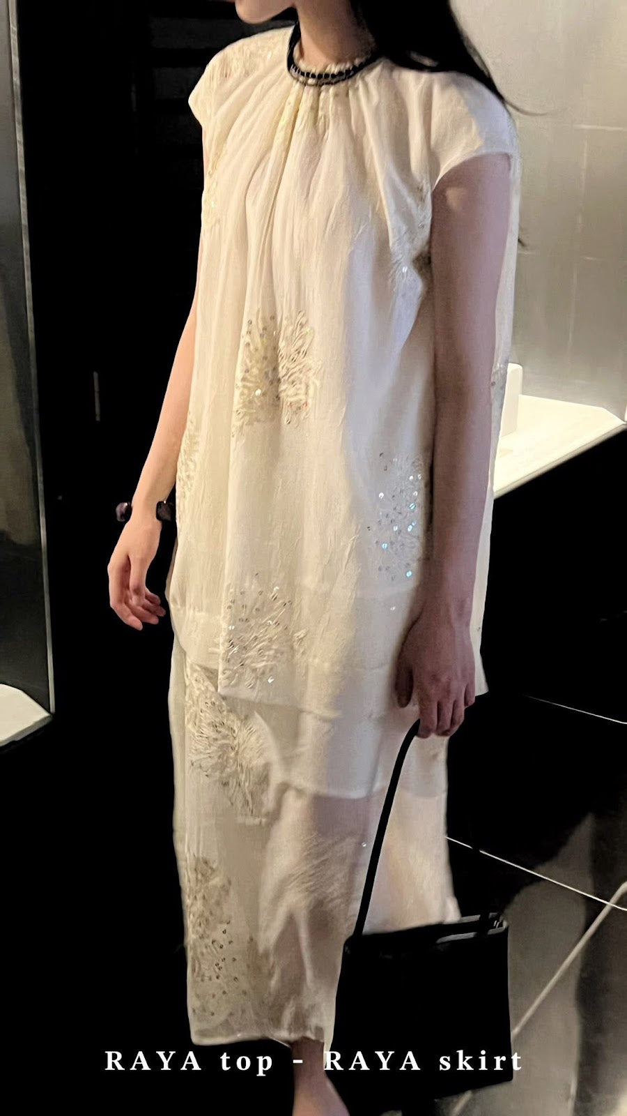 Raya sequin-button dress side