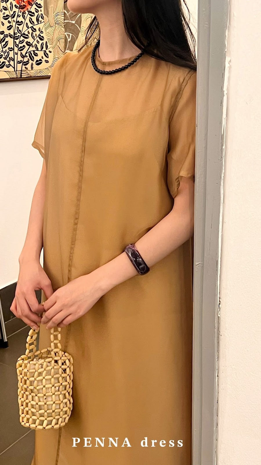 Penna satin shimmer dress detail