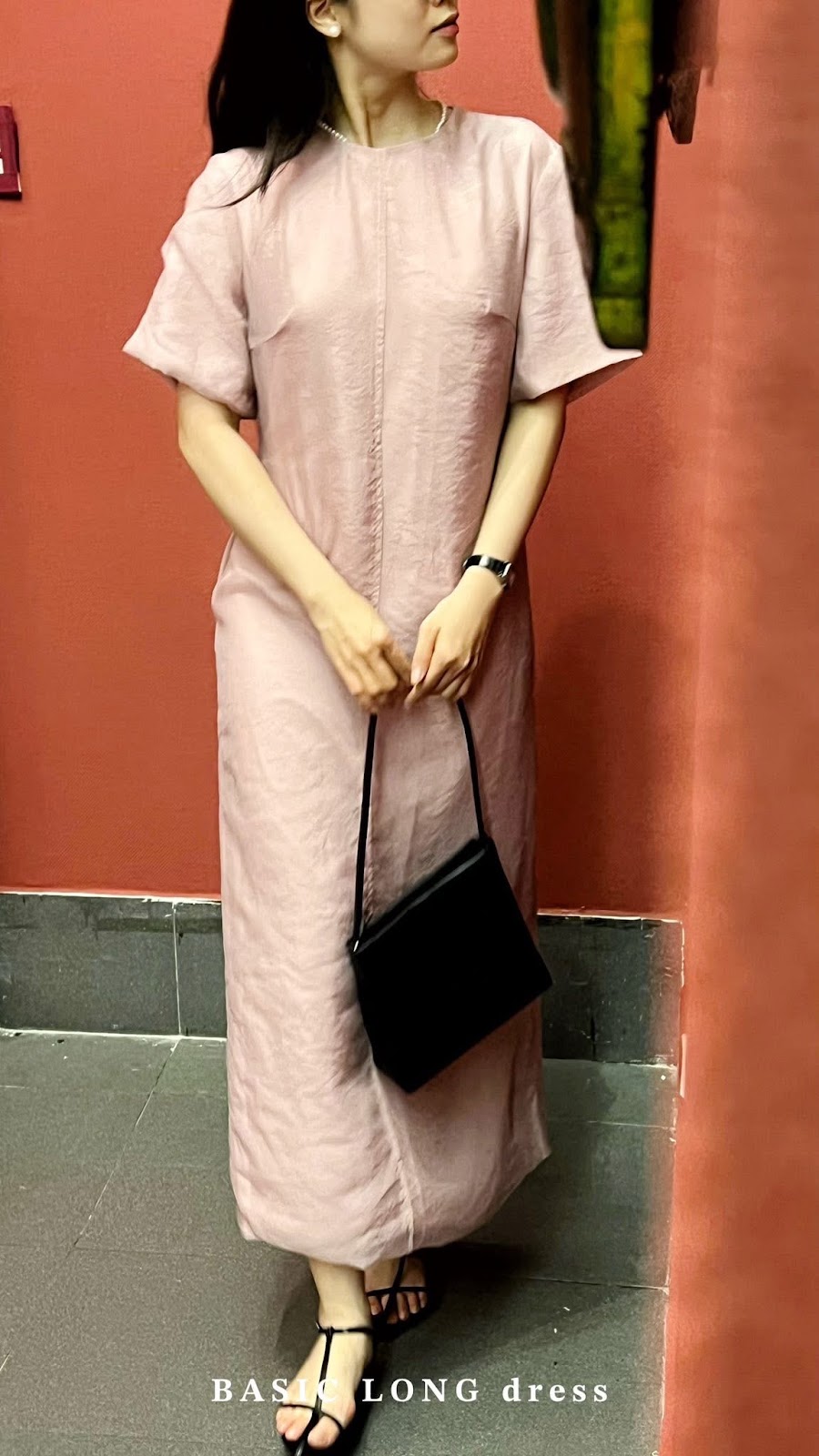 Basic Long silk dress side