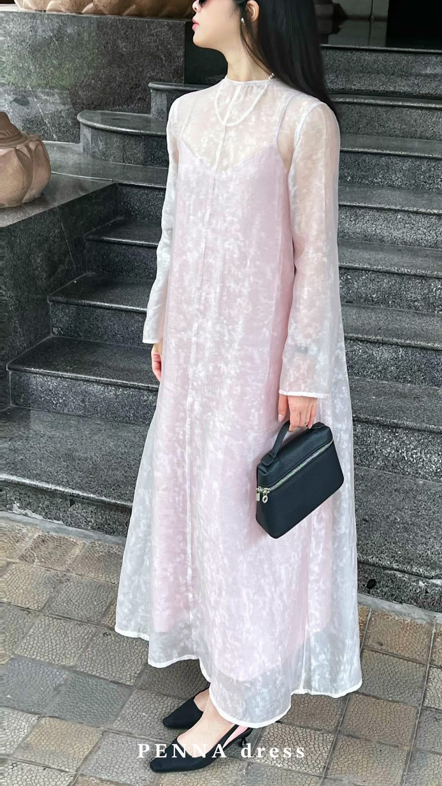 Penna marble-sheen dress front