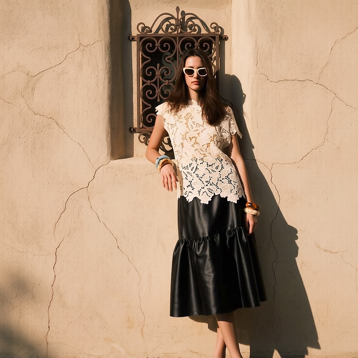 Behati Laser-Cut Lace Top in Ivory – close-up of hand laser-cut lace pattern | Rosalara