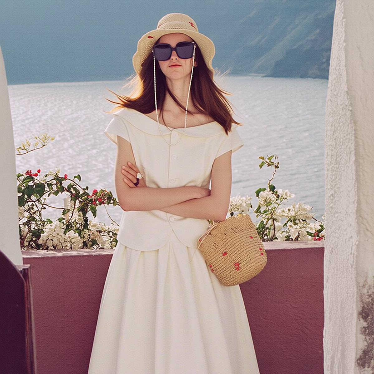 Model wearing the Lima & Audrey Linen Set in White, full-body view | Rosalara
