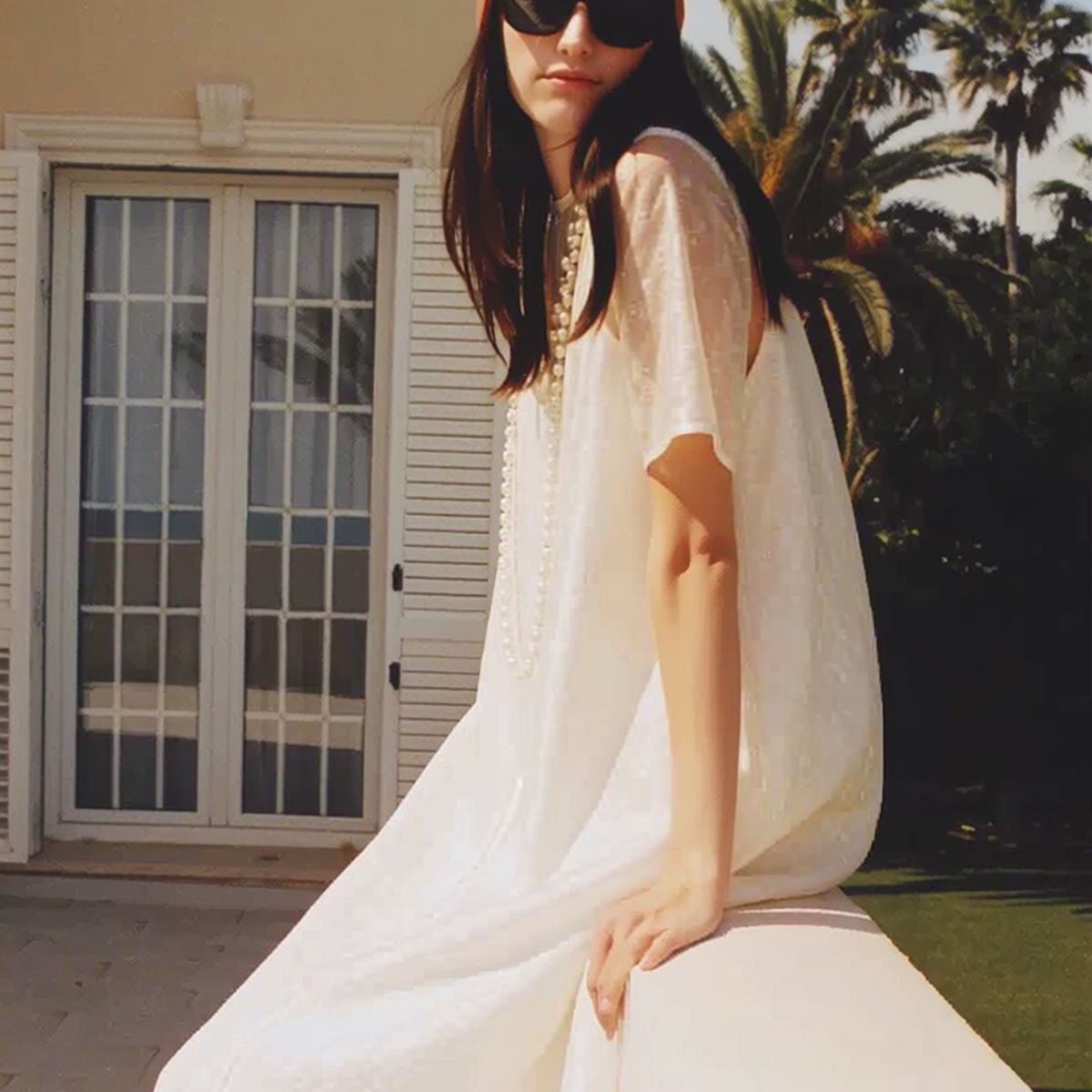 Penna Marble-Sheen Short Sleeve Dress in White – petite-fit satin dress, front view | Rosalara