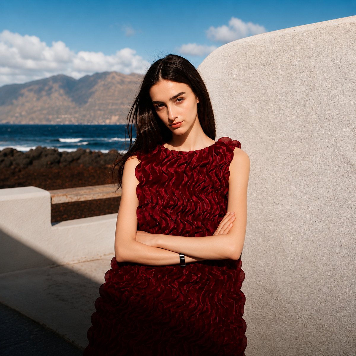 Rosalara Tarley wave lace maxi dress, front view